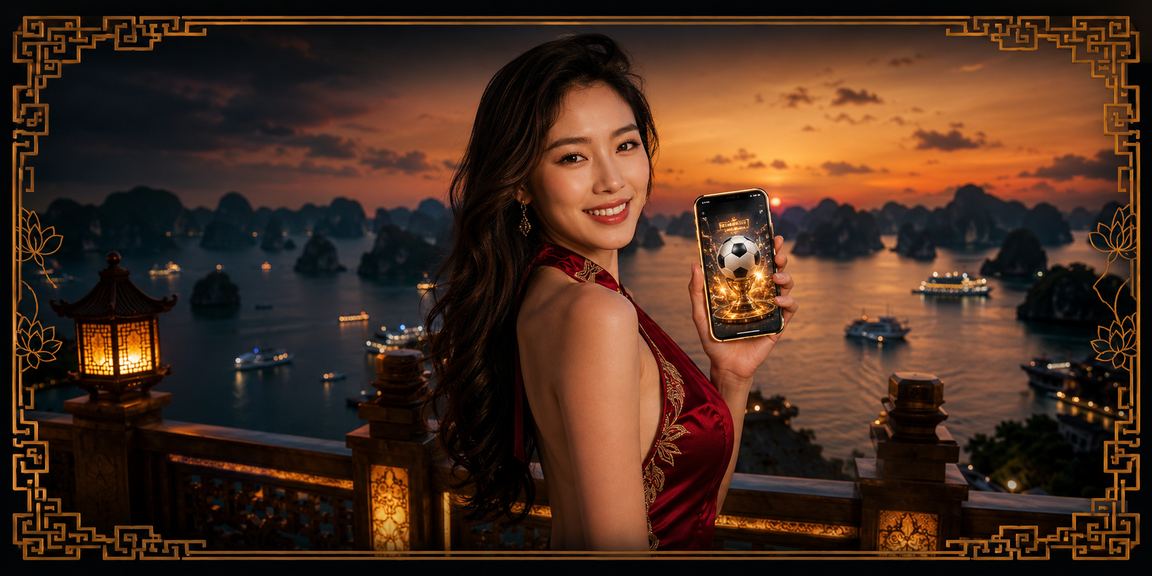 Người chơi cá cược bóng đá tại bãi biển Hạ Long với thiết bị di động